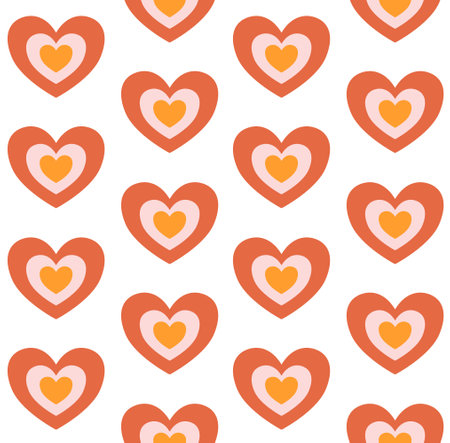 Vector seamless pattern of flat groovy heartのイラスト素材