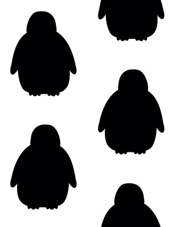 Vector seamless pattern of baby penguin silhouetteのイラスト素材