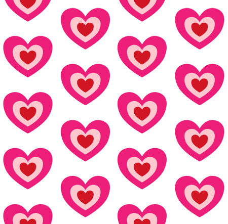 Vector seamless pattern of flat groovy pink heart