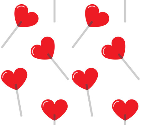 Vector seamless pattern of heart lollipop candyのイラスト素材