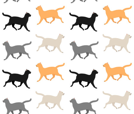 Vector seamless pattern of different color catのイラスト素材