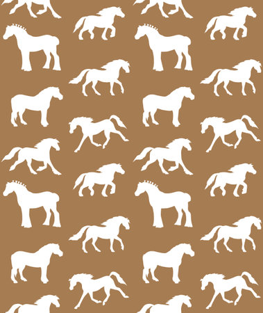Vector seamless pattern of horse breeds silhouetteのイラスト素材