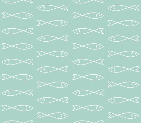 Vector seamless pattern of hand drawn fishのイラスト素材