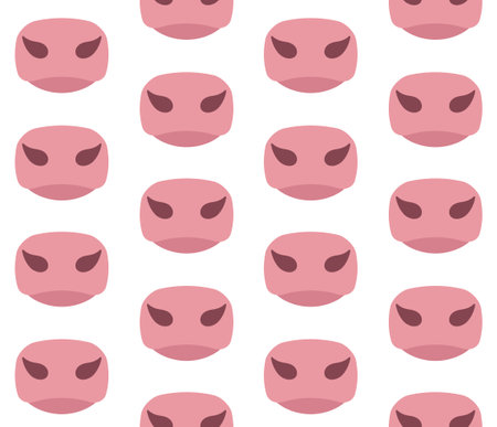 Vector seamless pattern of flat cow nose mouthのイラスト素材