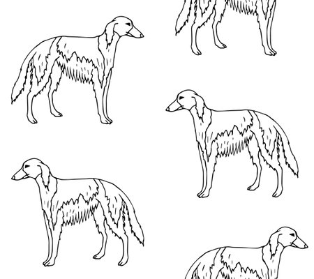 Vector seamless pattern of russian borzoi dogのイラスト素材
