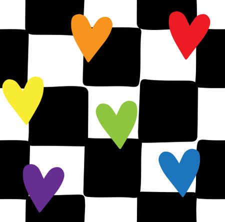 Vector seamless pattern of lgbt heart chessboardのイラスト素材