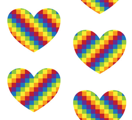 Vector seamless pattern of chessboard lgbt heartのイラスト素材
