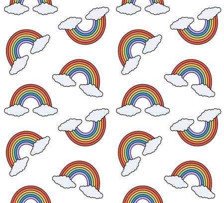 Vector seamless pattern of groovy lgbt rainbowのイラスト素材