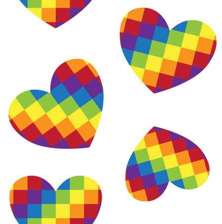 Vector seamless pattern of chessboard lgbt heart