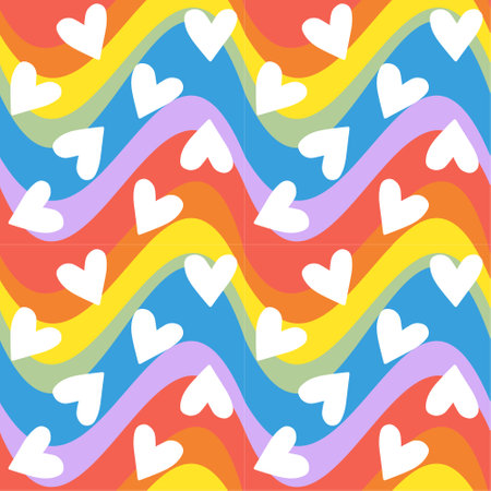 Vector seamless pattern of hearts lgbt groovyのイラスト素材