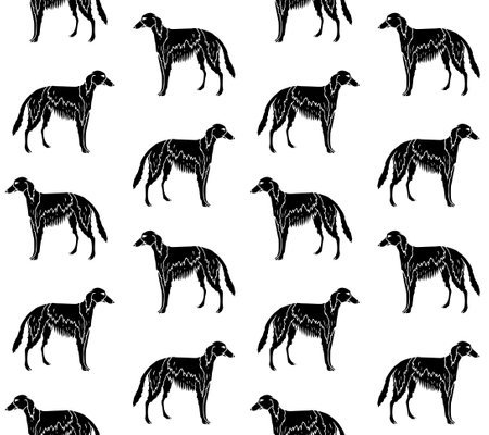 Vector seamless pattern of hand drawn Afghan houndのイラスト素材