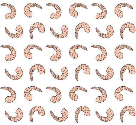 Vector seamless pattern of hand drawn shrimpのイラスト素材