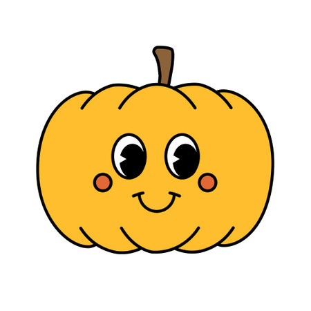Vector retro groovy cartoon pumpkinのイラスト素材