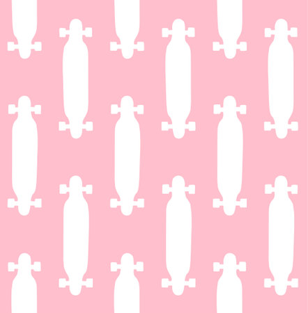 Vector seamless pattern of long board skateboardのイラスト素材