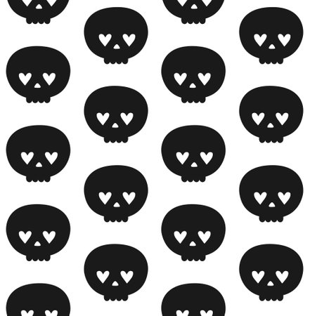 Vector seamless pattern of retro groovy skullのイラスト素材