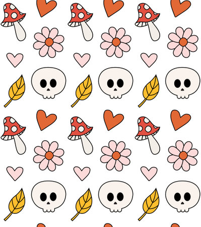 Vector seamless pattern of Halloween groovyのイラスト素材