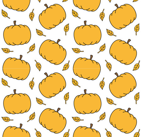 Vector seamless pattern of groovy pumpkinのイラスト素材