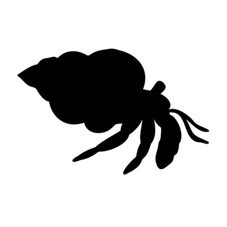 Vector hand drawn hermit crab silhouetteのイラスト素材