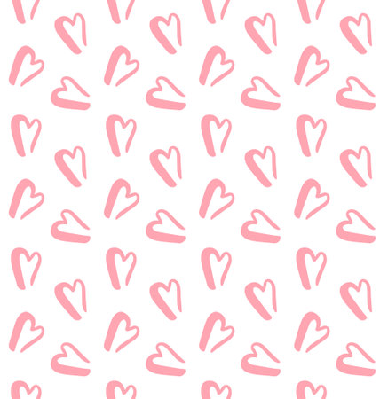 Vector seamless pattern of hand drawn pink heart