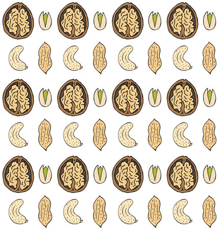 Vector seamless pattern of hand drawn nutsのイラスト素材