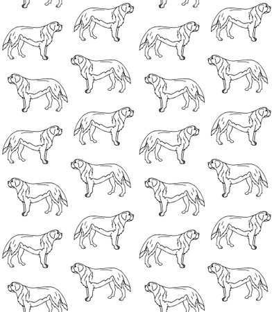 Vector seamless pattern of Saint Bernard dogのイラスト素材