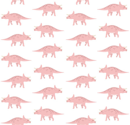 Vector seamless pattern of triceratops dinosaurのイラスト素材