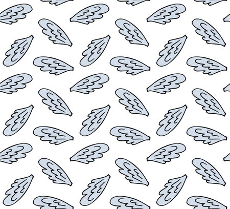 Vector seamless pattern of hand drawn wingsのイラスト素材