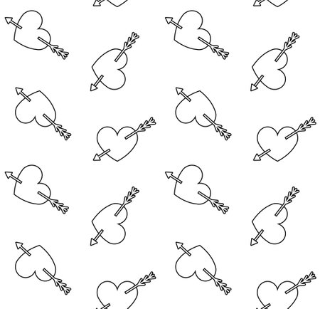 Vector seamless pattern of heart with arrowのイラスト素材