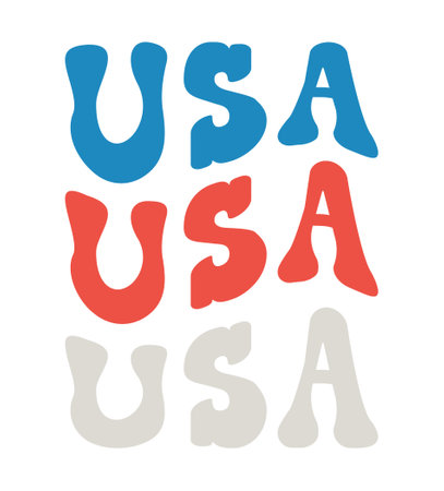 Vector retro cartoon groovy USA letteringのイラスト素材