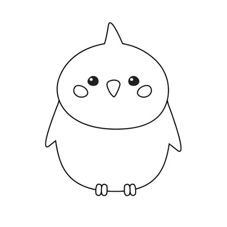 Vector hand drawn flat outline cockatiel parrotのイラスト素材