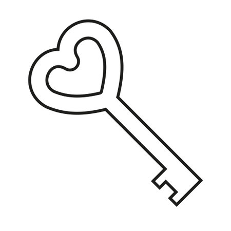Vector flat outline key with heartのイラスト素材