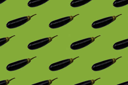 Eggplant on a white background, isolated. Geometric seamless patternの写真素材