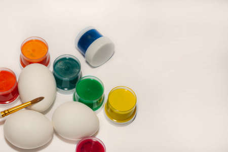 Coloring eggs for Easter. Holiday preparation concept