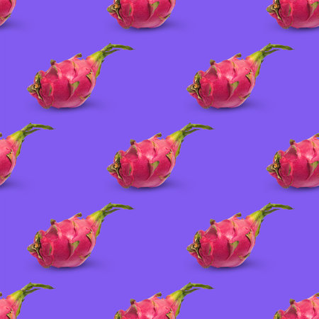 Pitahaya fruit pattern on blueberry colored background.の写真素材