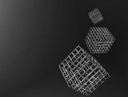 3d rendered illustration of black abstract cubesの写真素材