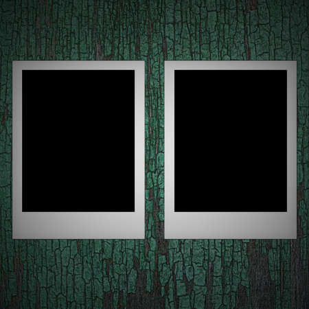 Photo on a wooden old wallの写真素材