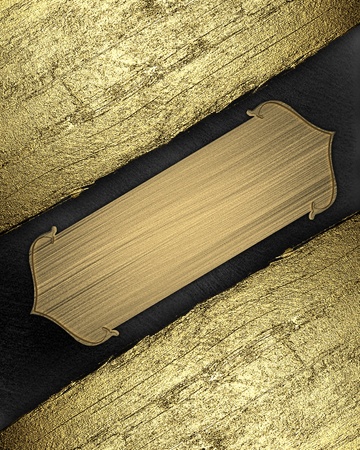 Black background with gold texture stripe layoutの写真素材