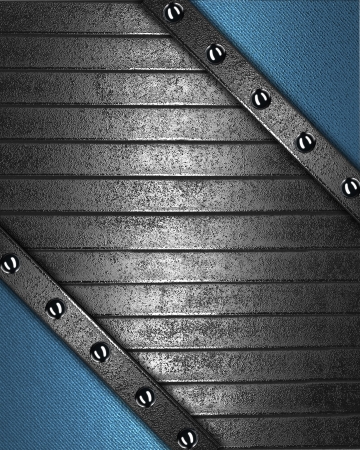 The template for the inscription Blue background with iron nameplate for writing with rivets on edges The template for the inscription Blue background with iron nameplate for writing with rivets on edges