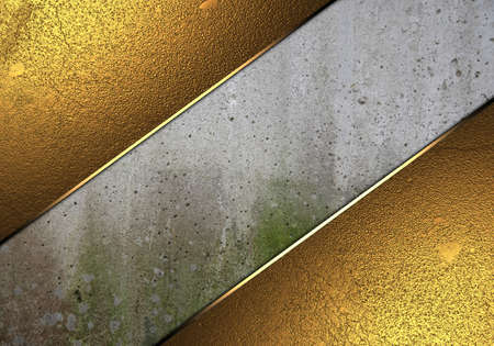 Design template - Grunge wall with beautiful gold nameplate on edges.の写真素材