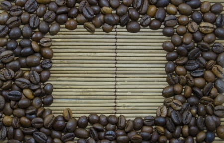 coffee frame made of coffee beans の写真素材