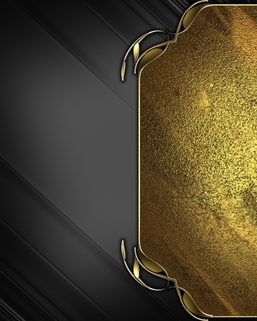 Elegant black background with a gold edge and trim. Design templateの写真素材