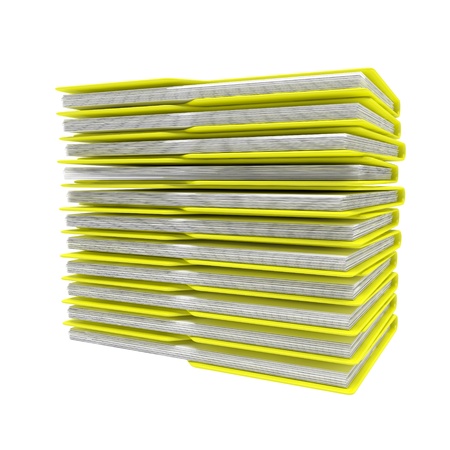 stack of folders isolated on white background. 3d rendered imageの写真素材