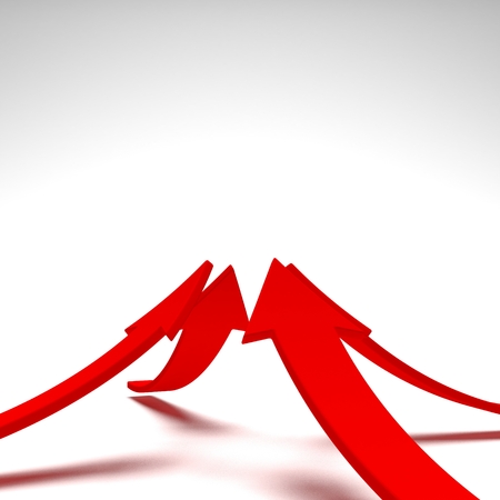 Arrow rising toward same direction success concept 3d illustrationの写真素材