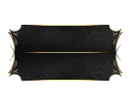 Nameplate with a gold pattern edges and black ribbon.. Design templateの写真素材