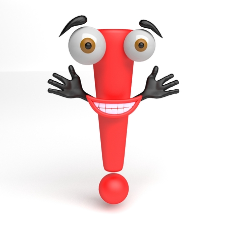 Red exclamation with face - color illustration.の写真素材