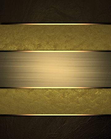 Brown background with gold paper and gold plate. Design templateの写真素材