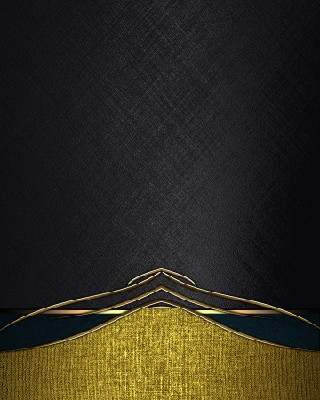 Black background with gold edge and gold ribbon. Design templateの写真素材