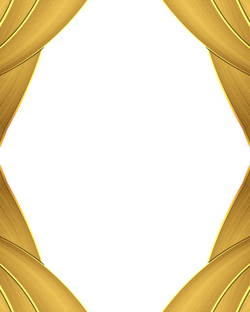 Edge of gold ribbons on white. Design templateの写真素材