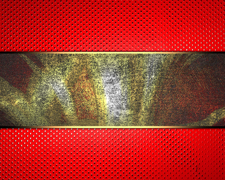 Background red abstract wallpaper in point with old scratched surface on nameplate. Design templateの写真素材