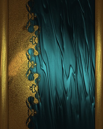 Abstract blue background with gold pattern on edge. Design template. Design for siteの写真素材